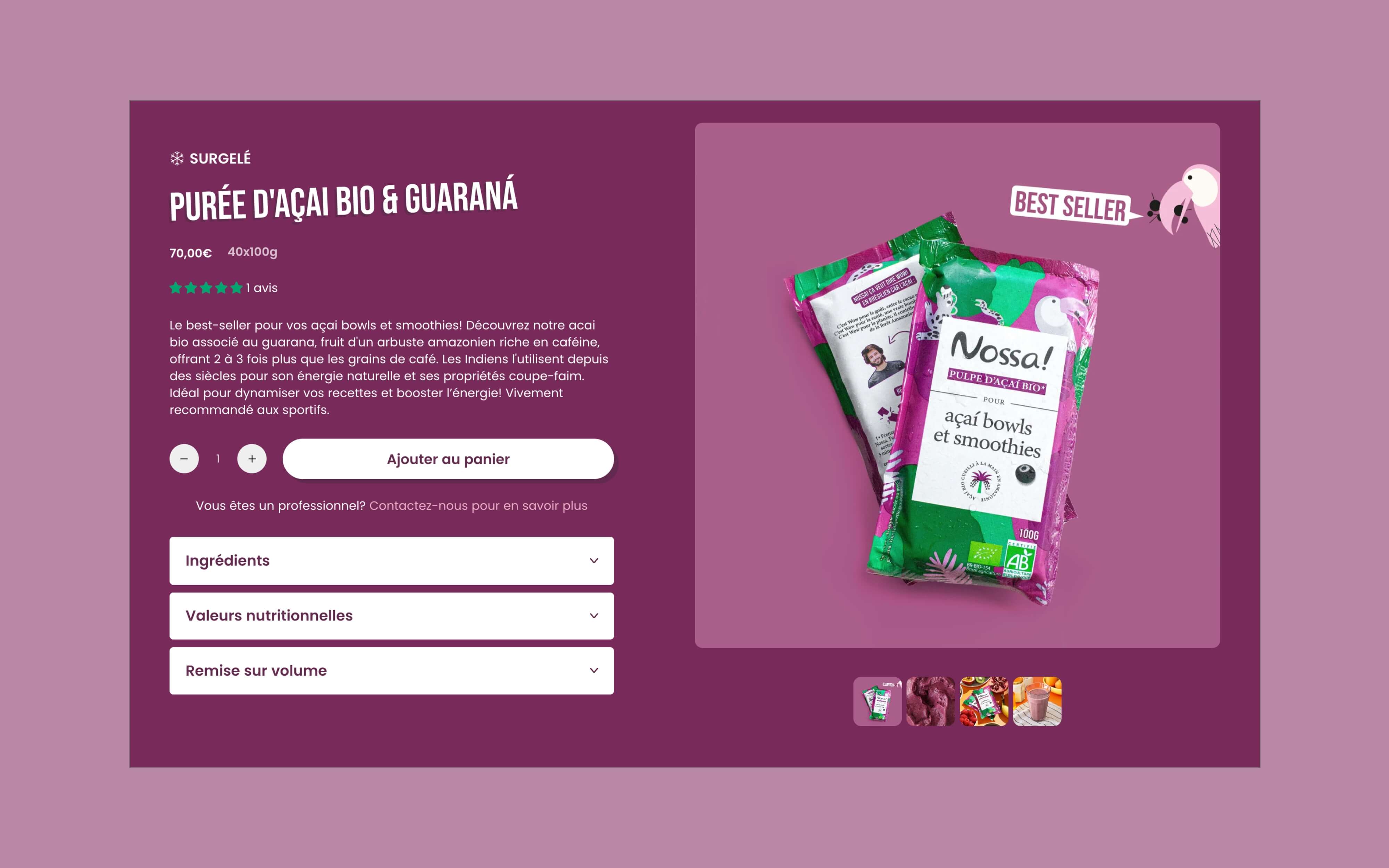 Page d'accueil refonte Shopify Nossa