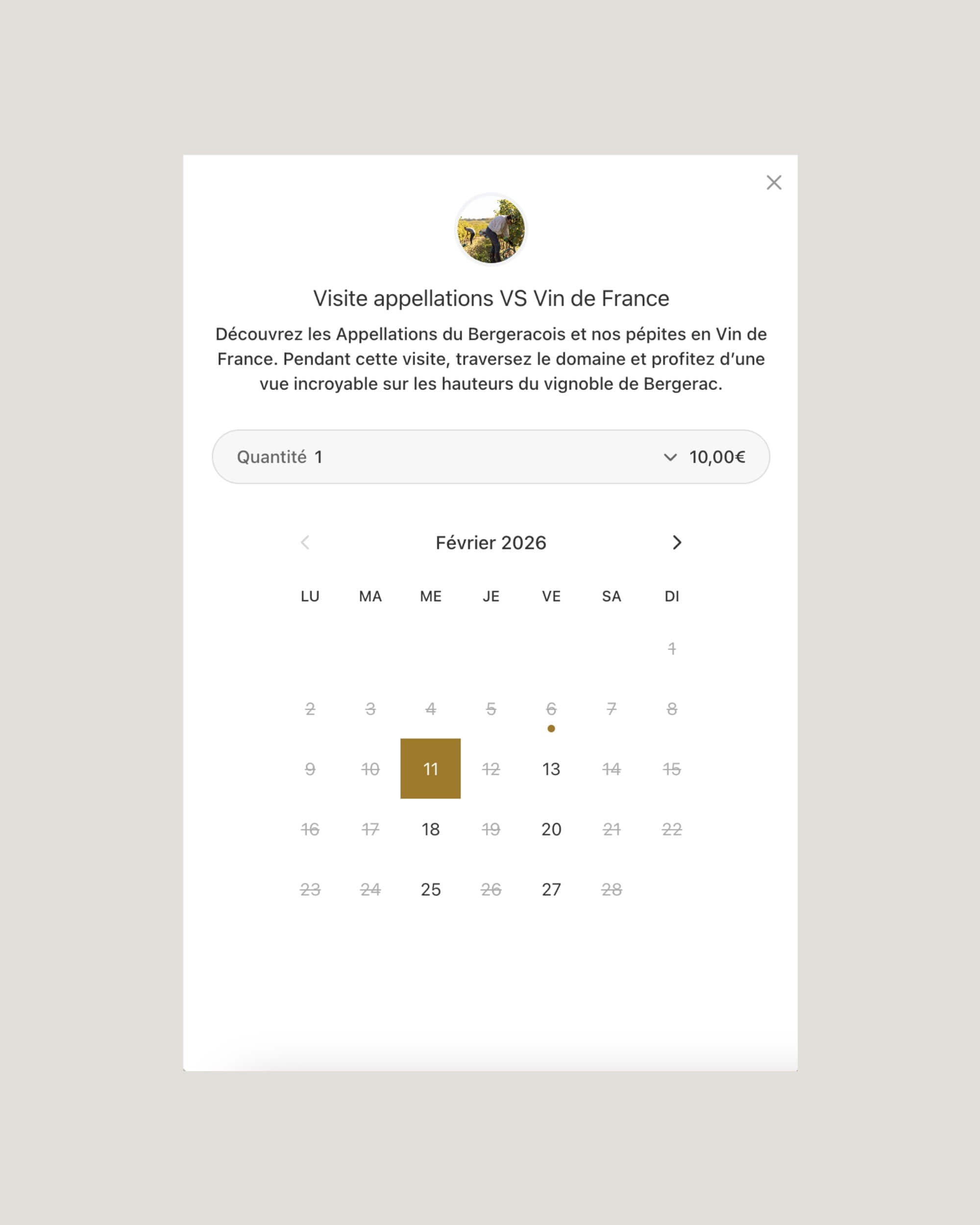 Fonctionnalité Shopify de réservation d'évènement refonte Shopify Domaine du Haut Montlong