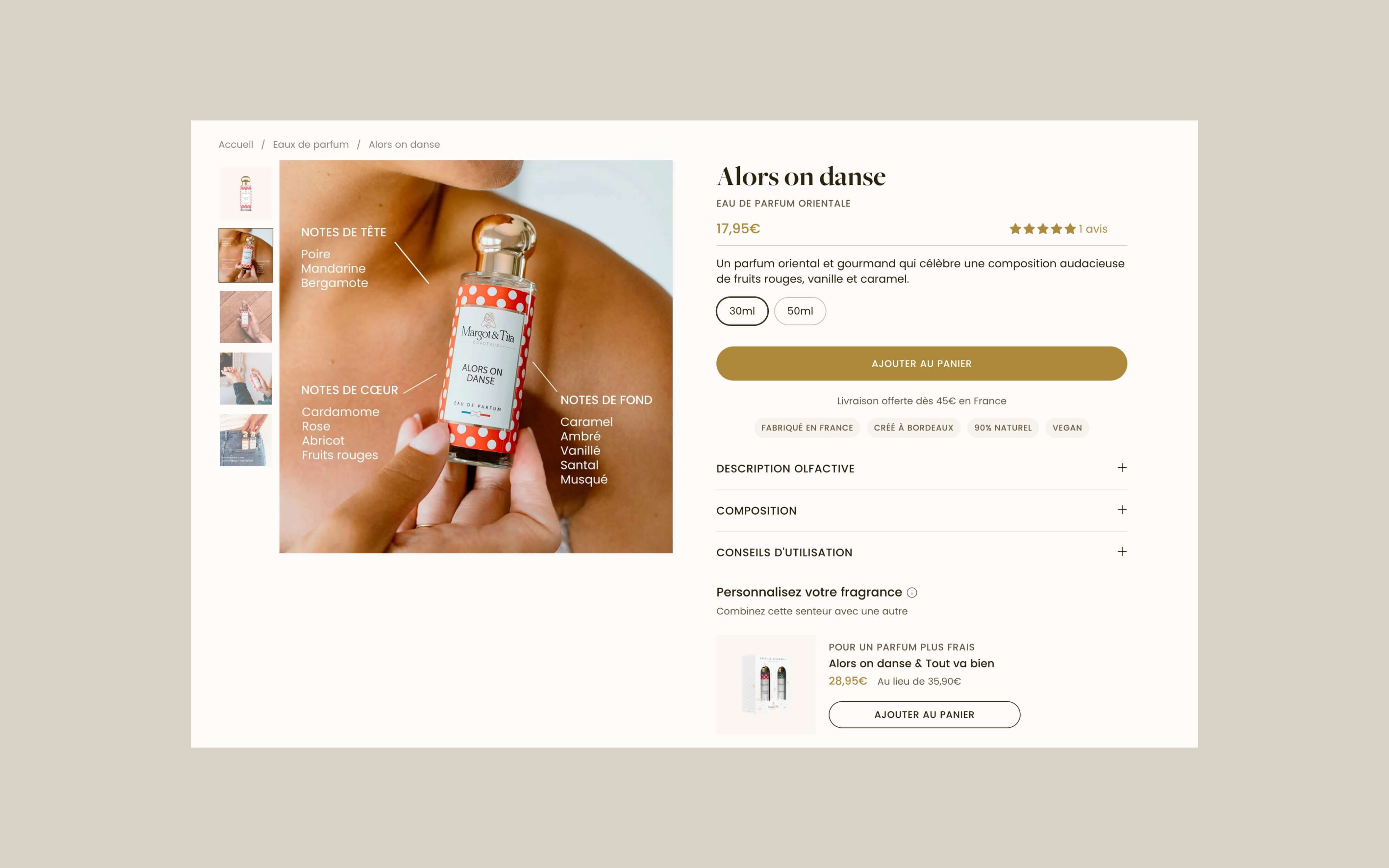 Page produit migration et refonte Shopify Margot & Tita