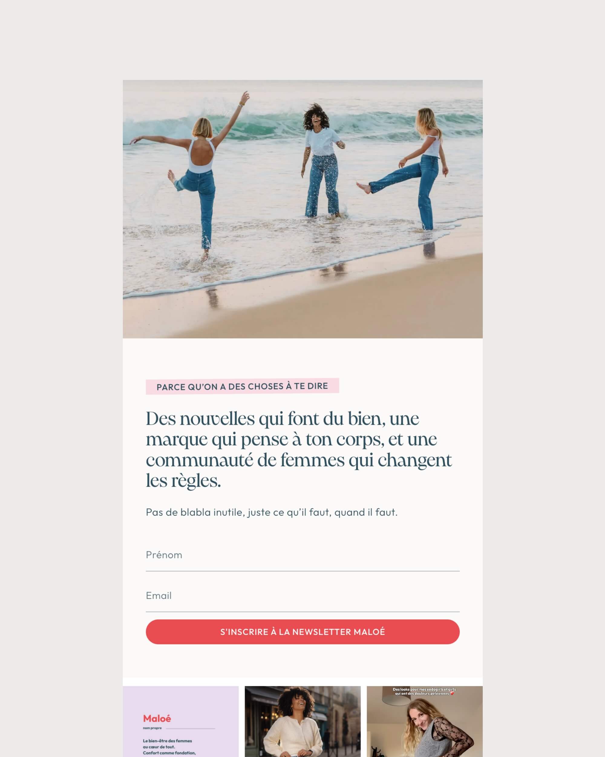 Newsletter création site Shopify Maloé