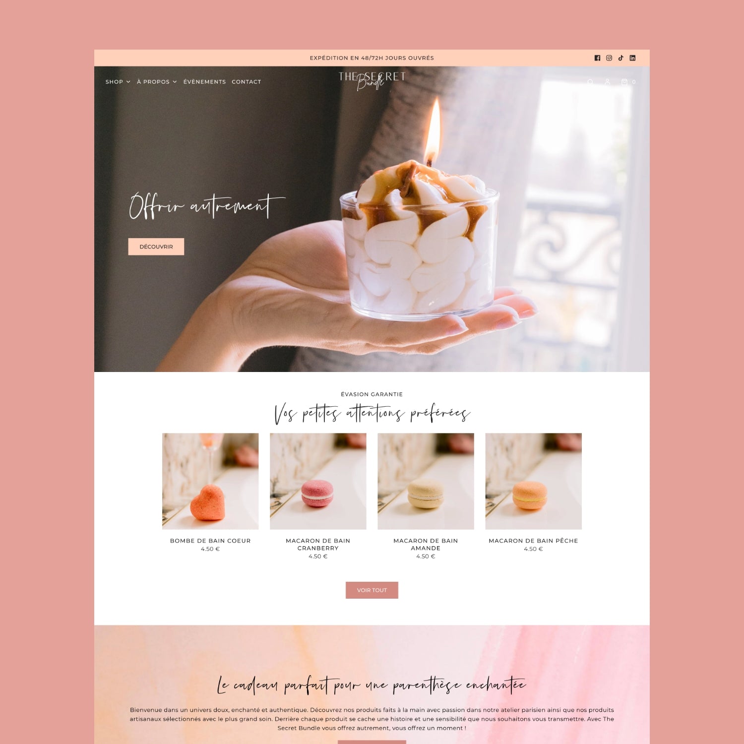 Exemple de création site Shopify - The Secret Bundle