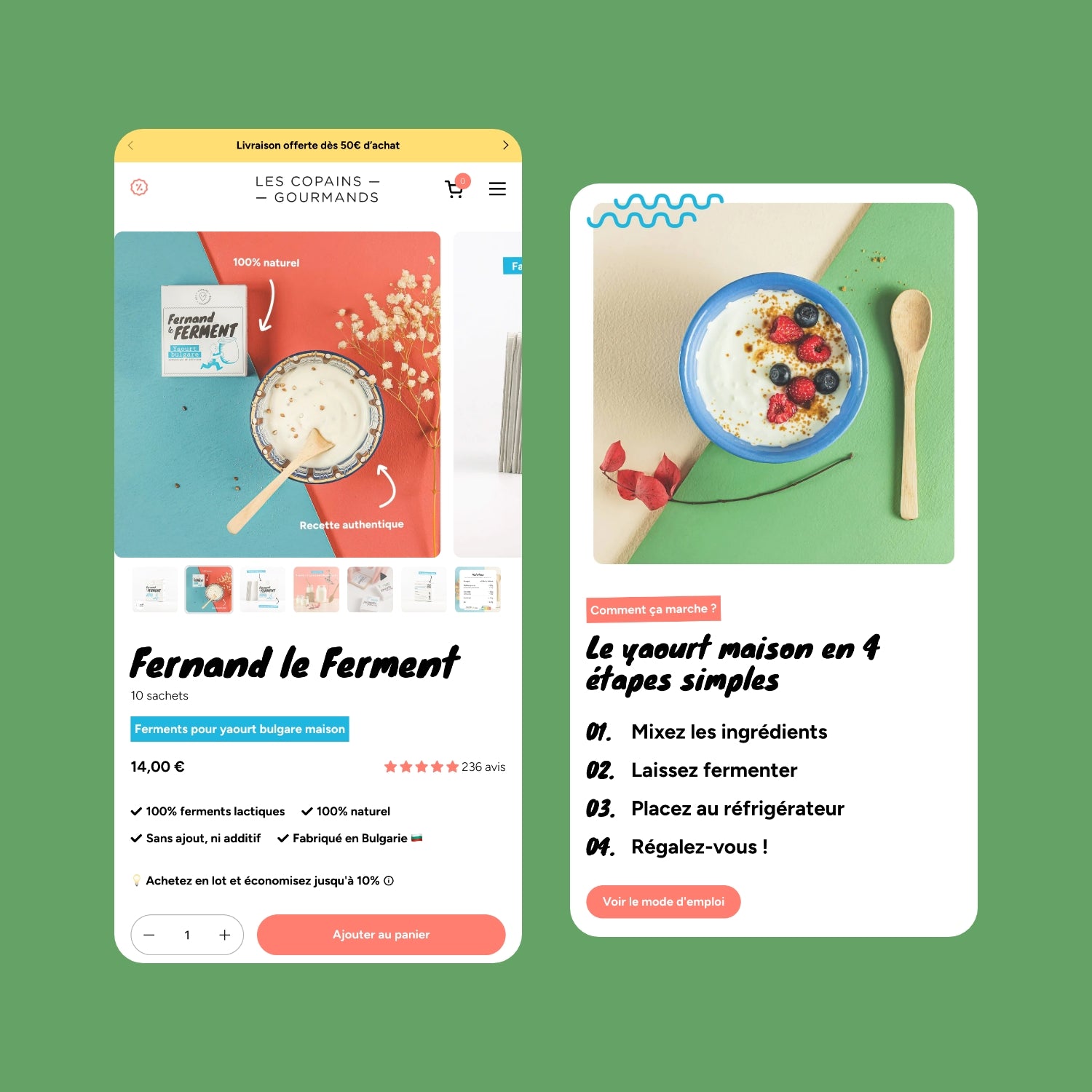 Exemple de refonte site Shopify - Les Copains Gourmands